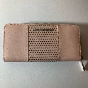 (NEW) Michael Kors Zip Around Continental Micro Stud Wallet Ballet Pink